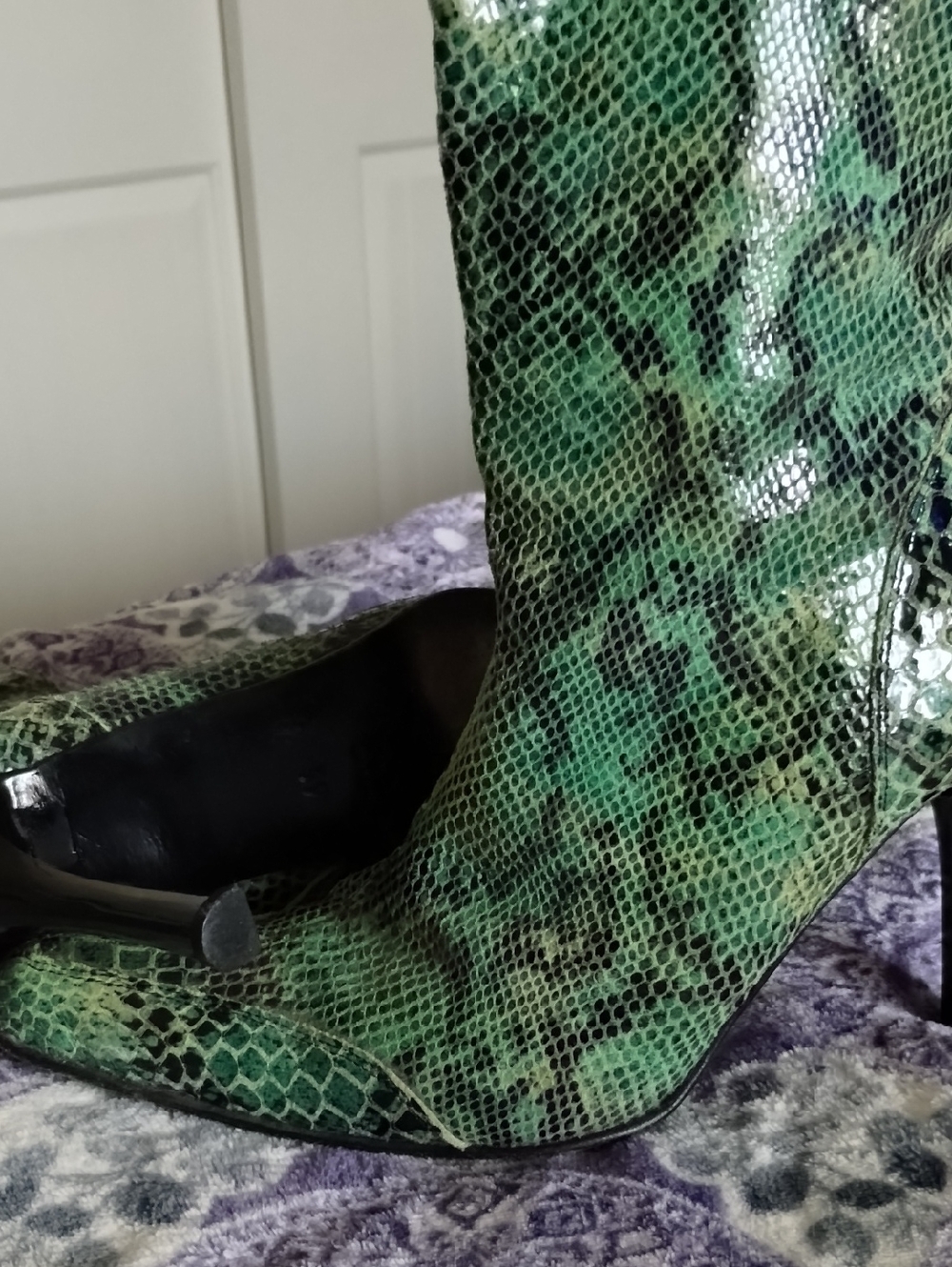 Craft Green Snake-Print Reptile Boot Size 8